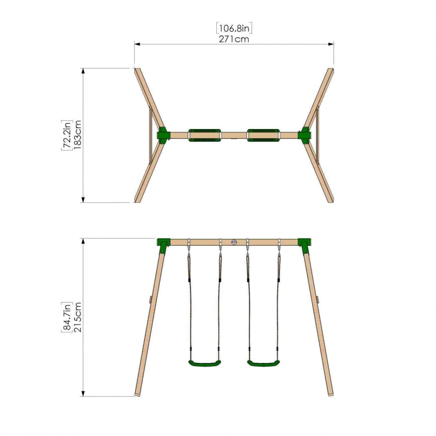 Little Rascals Double Swing Set with 2 Swing Seats