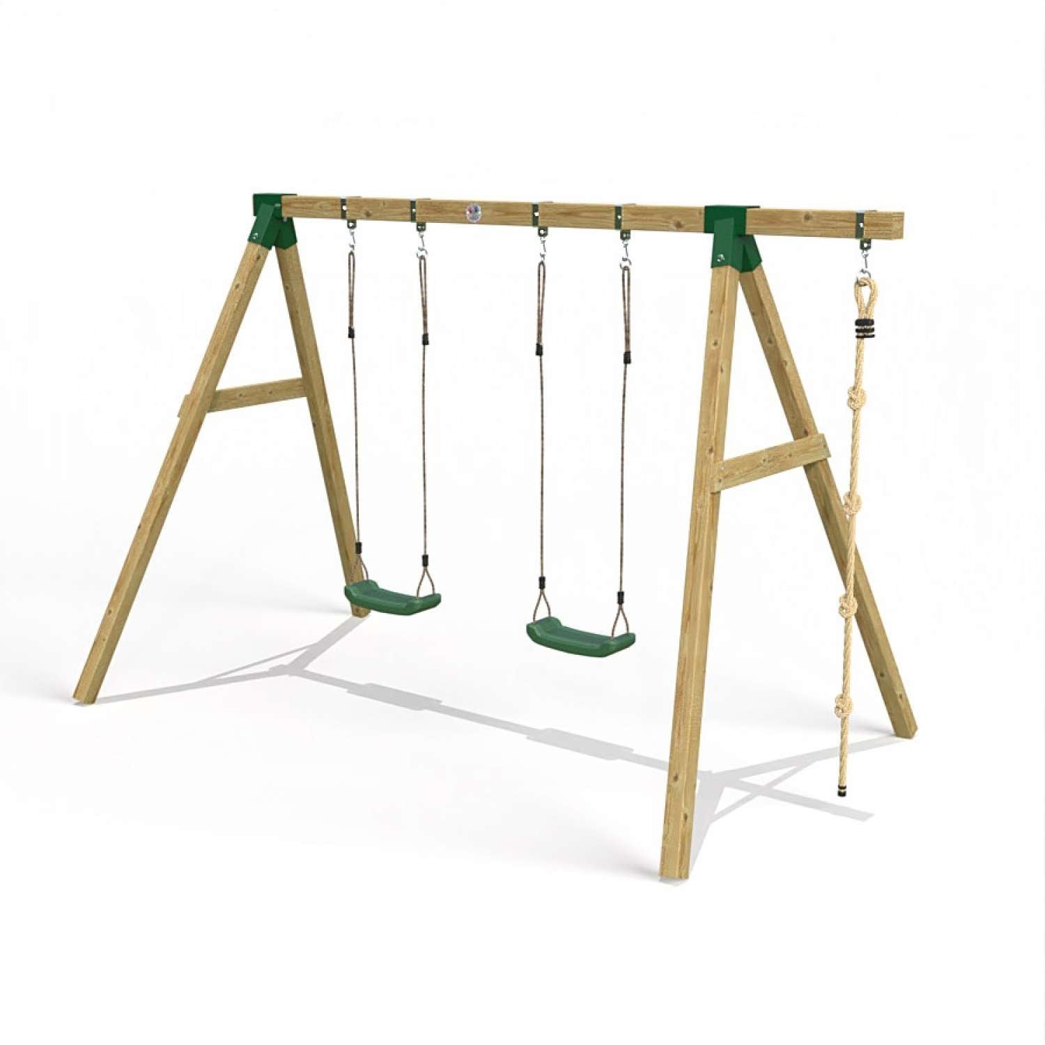 Little Rascals Double Swing Set with 2 Swing Seats & Climbing Rope