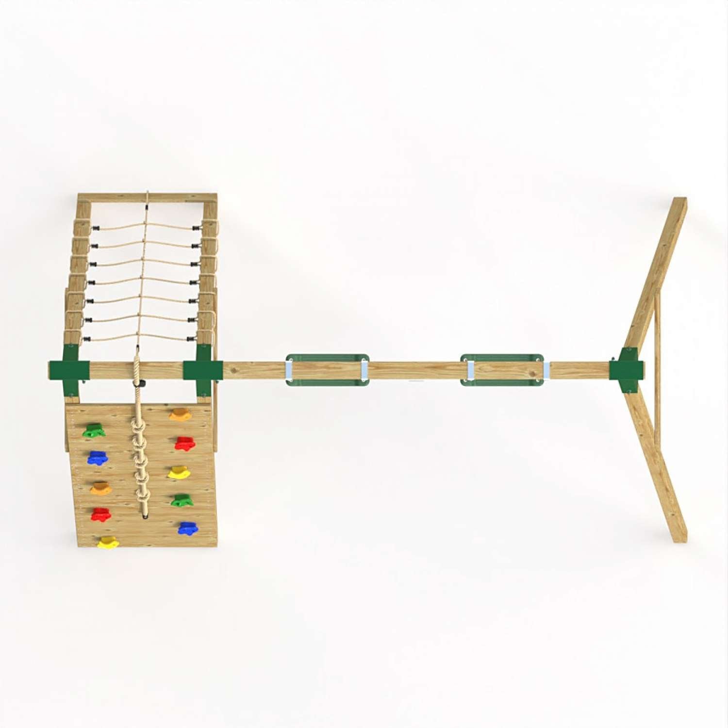 Little Rascals Double Swing Set with Climbing Wall/Net & 2 Swing Seats