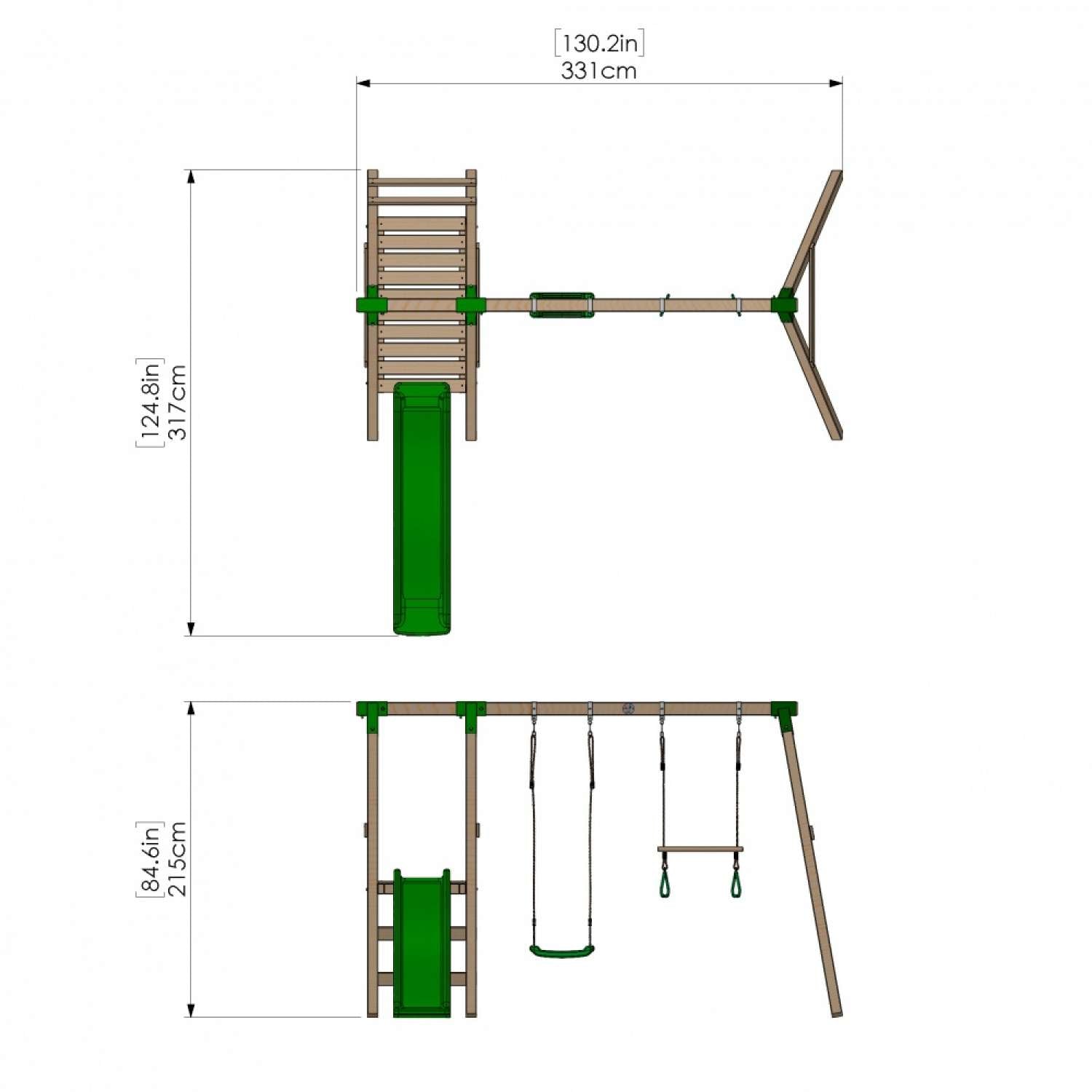 Little Rascals Double Swing Set with Slide, Swing Seat & Trapeze Bar