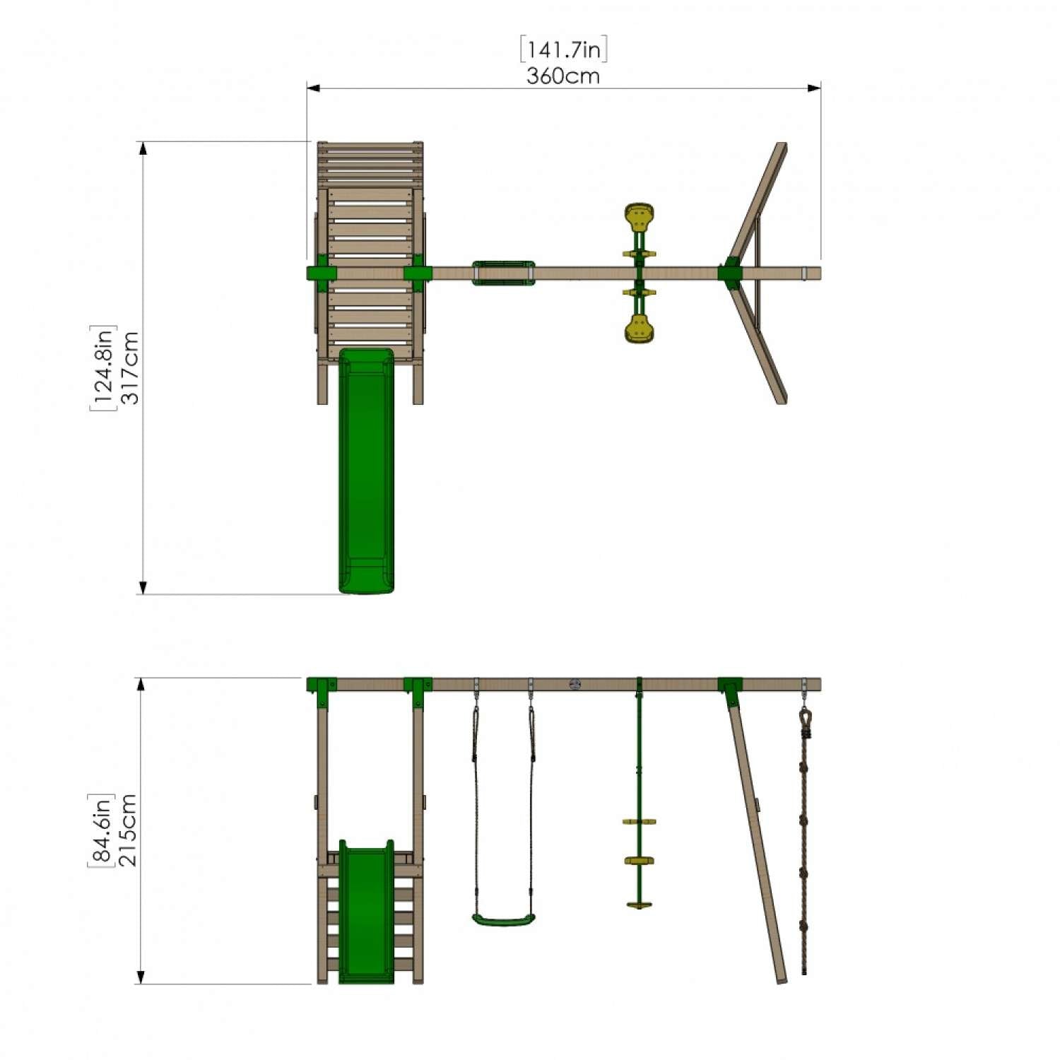 Little Rascals Double Swing Set with Slide, Swing Seat, Glider & Climbing Rope