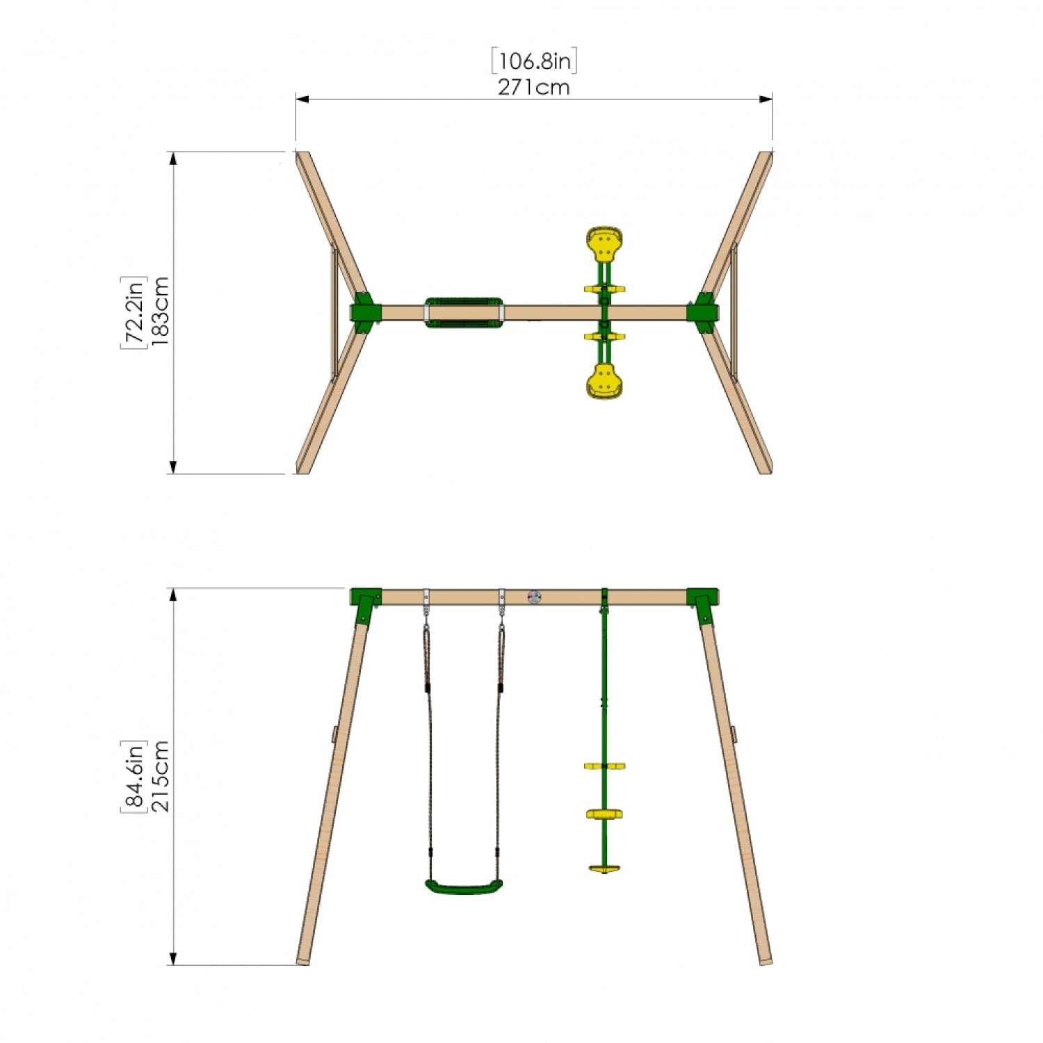Little Rascals Double Swing Set with Swing Seat & Glider