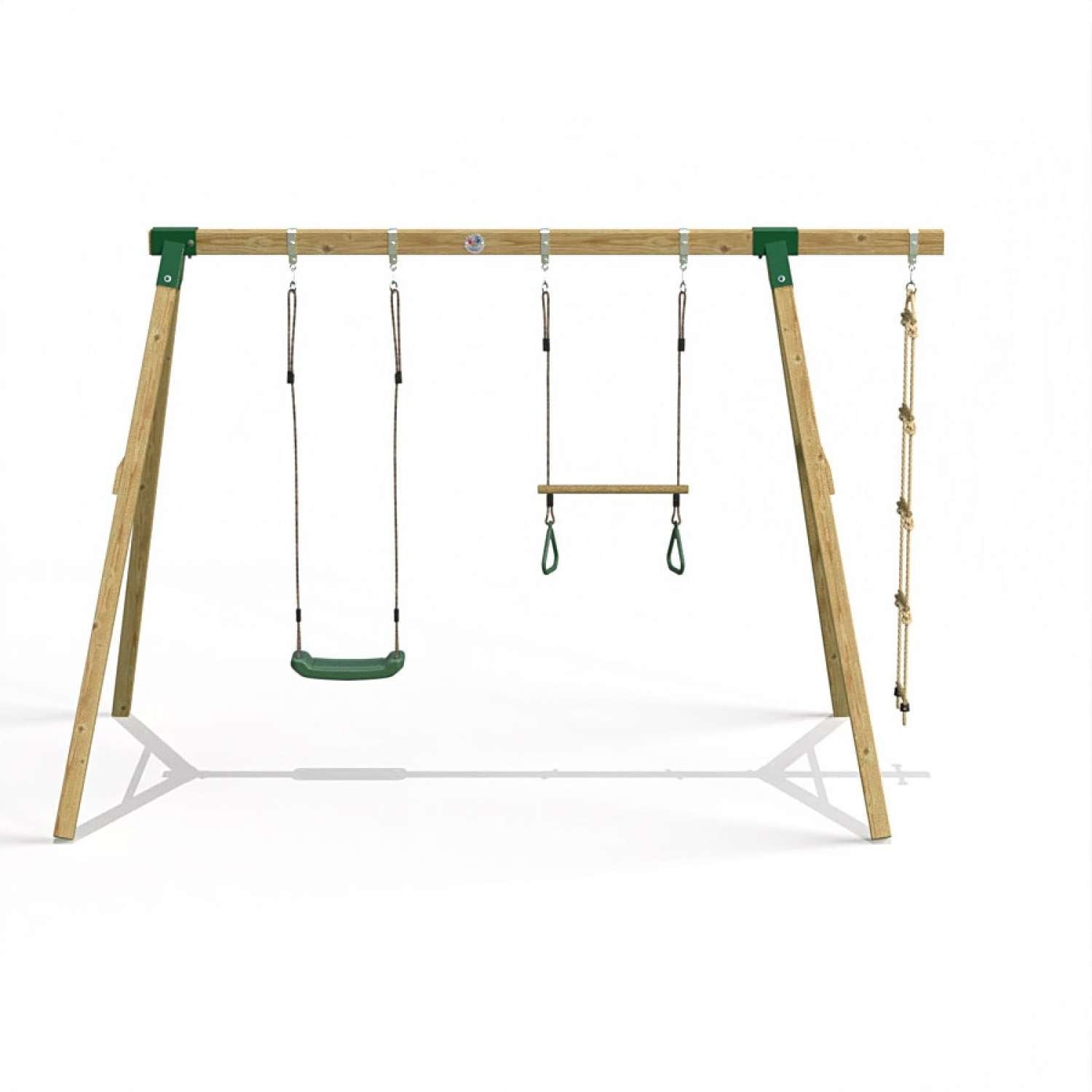 Little Rascals Double Swing Set with Swing Seat, Trapeze Bar & Rope Ladder