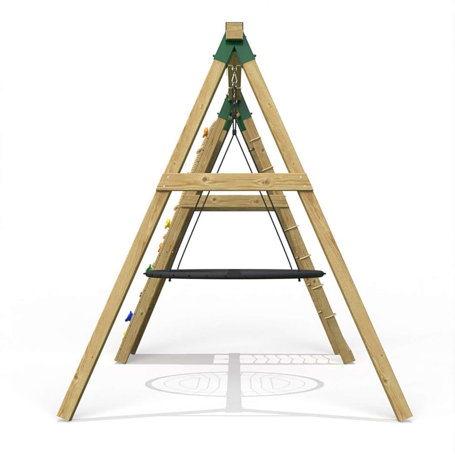 Little Rascals Single Swing set with Climbing Wall/Net & Nest Swing