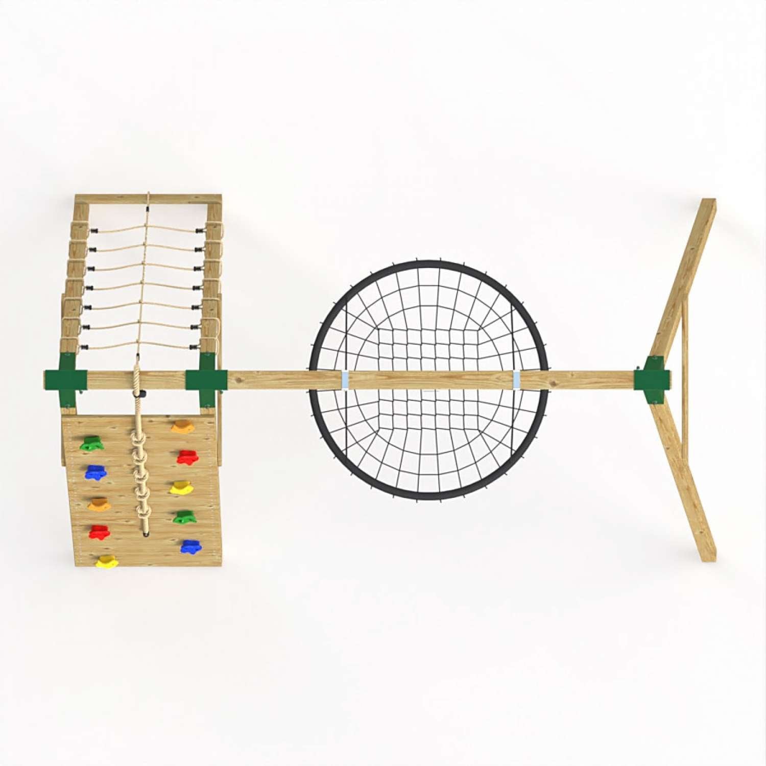 Little Rascals Single Swing set with Climbing Wall/Net & Nest Swing