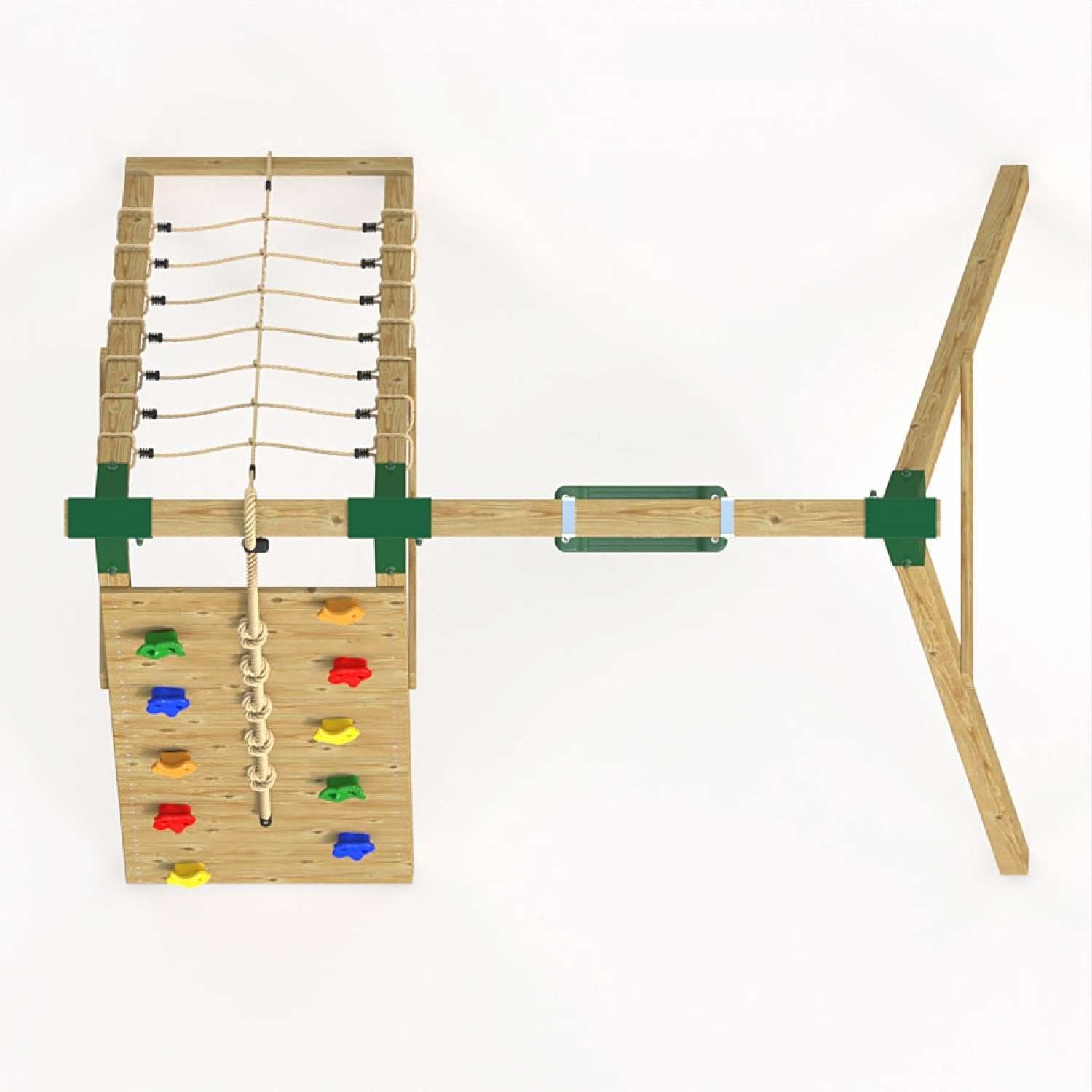 Little Rascals Single Swing Set with Climbing Wall/Net & Swing Seat