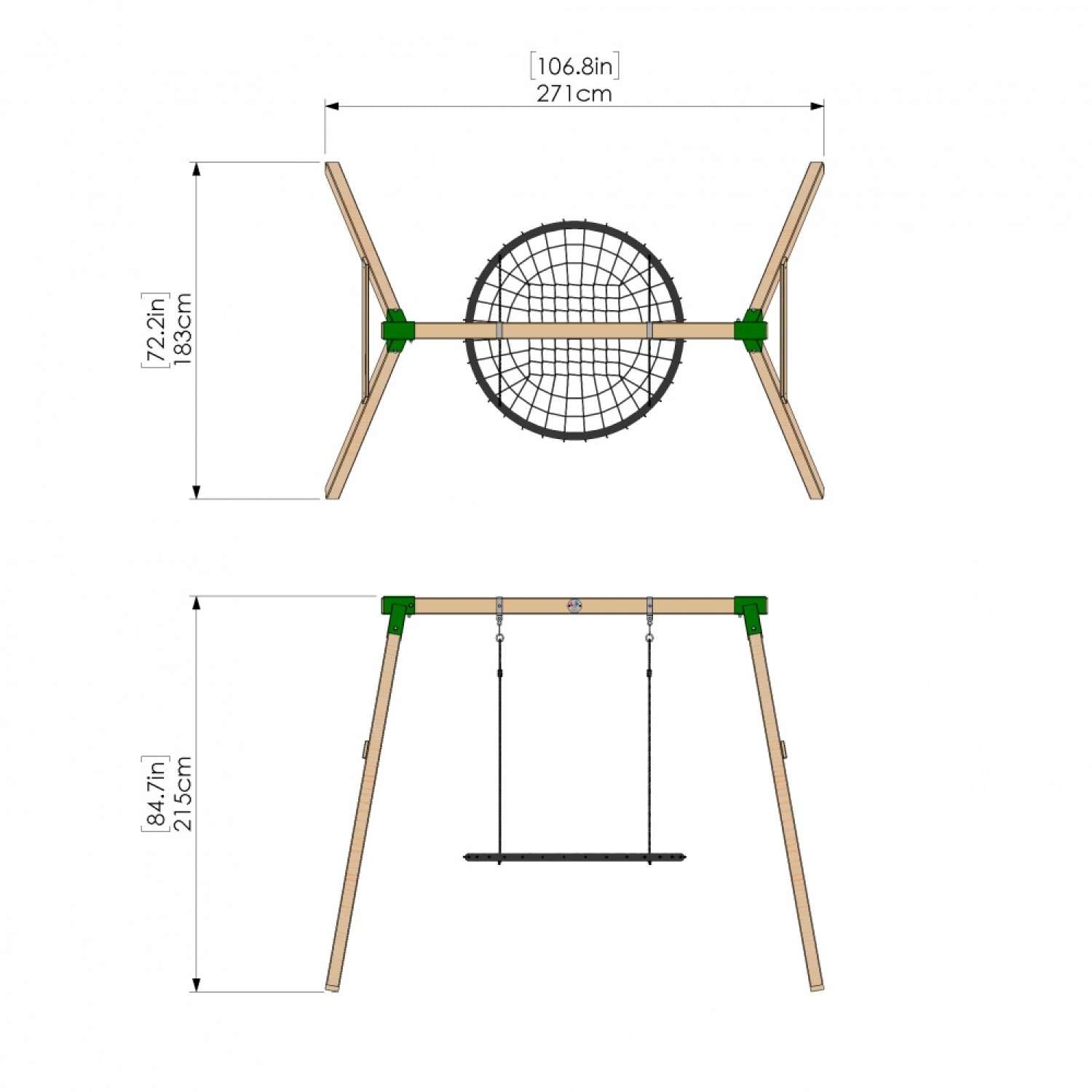 Little Rascals Single Swing Set with Nest Swing