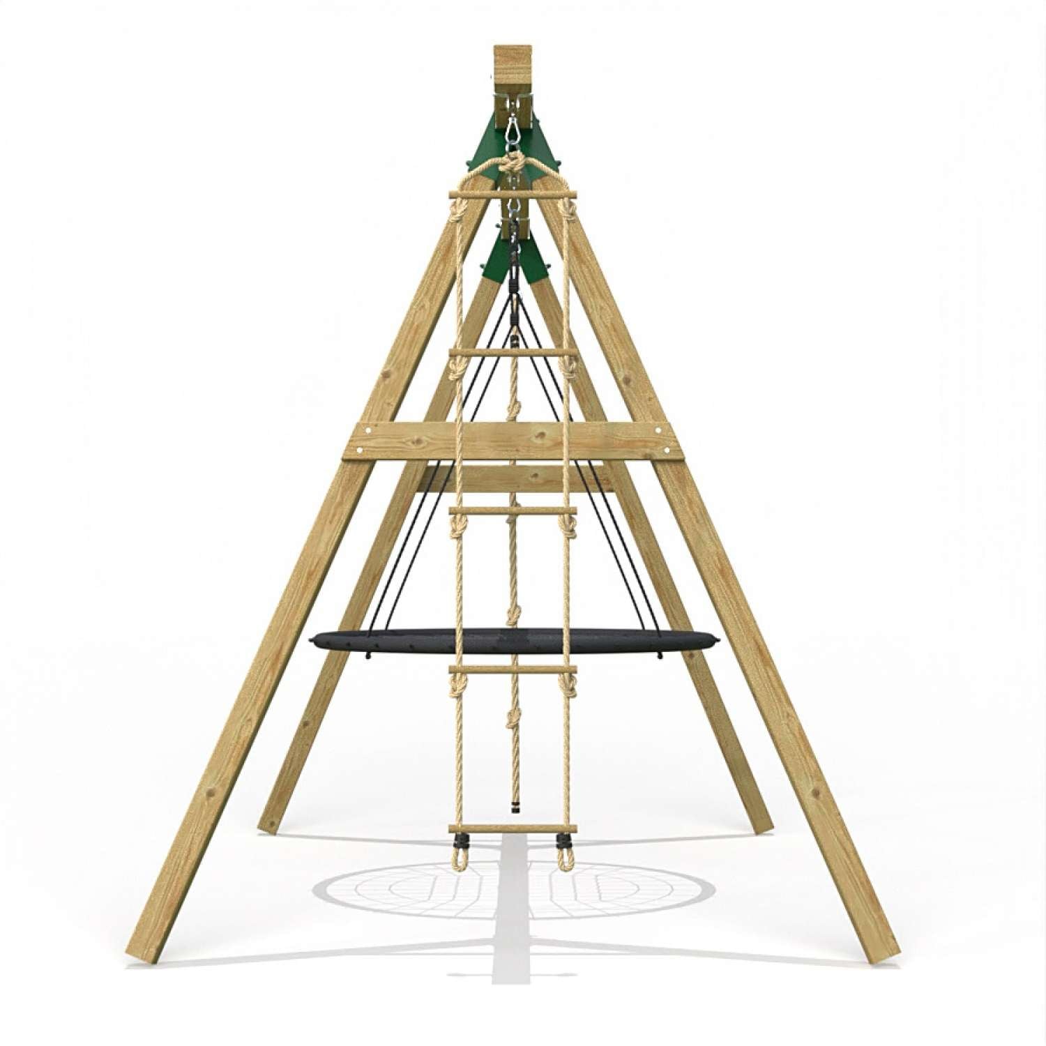 Little Rascals Single Swing Set with Nest Swing , Climbing Rope & Rope Ladder