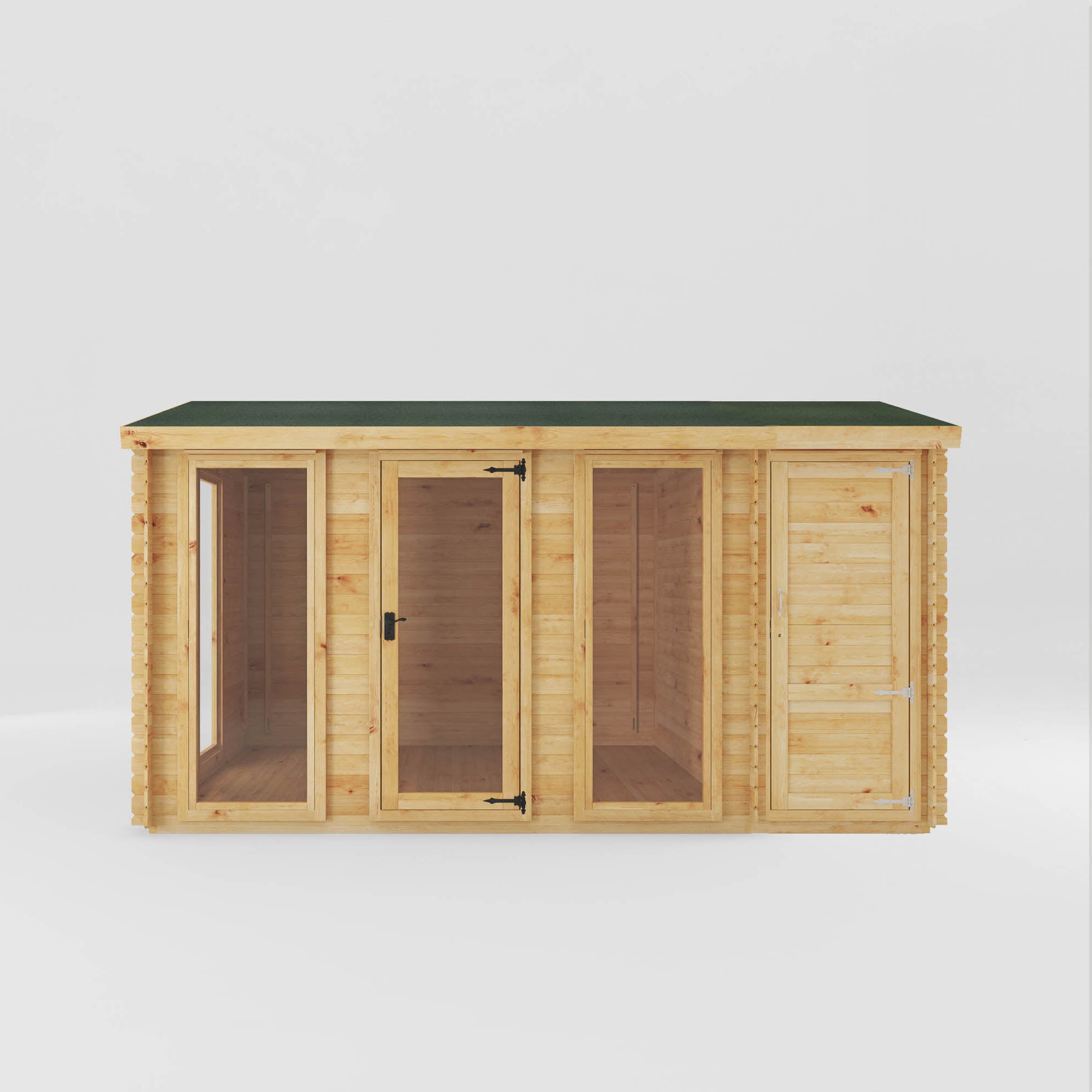 Mercia 19mm Reverse Apex Log Cabin With Side Shed (15x10) (4.6m x 3m) (SI-006-001-0040 EAN 5029442018744)