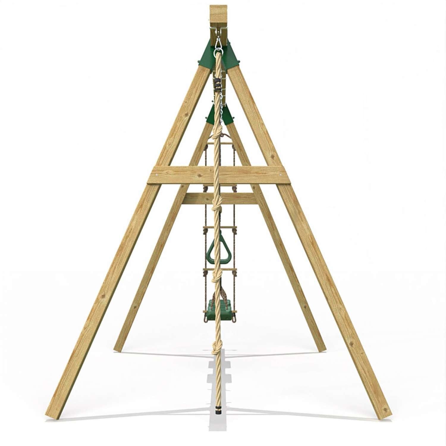 Little Rascals Triple Swing Set with 2 Swing Seats, Trapeze Bar, Climbing Rope & Rope Ladder