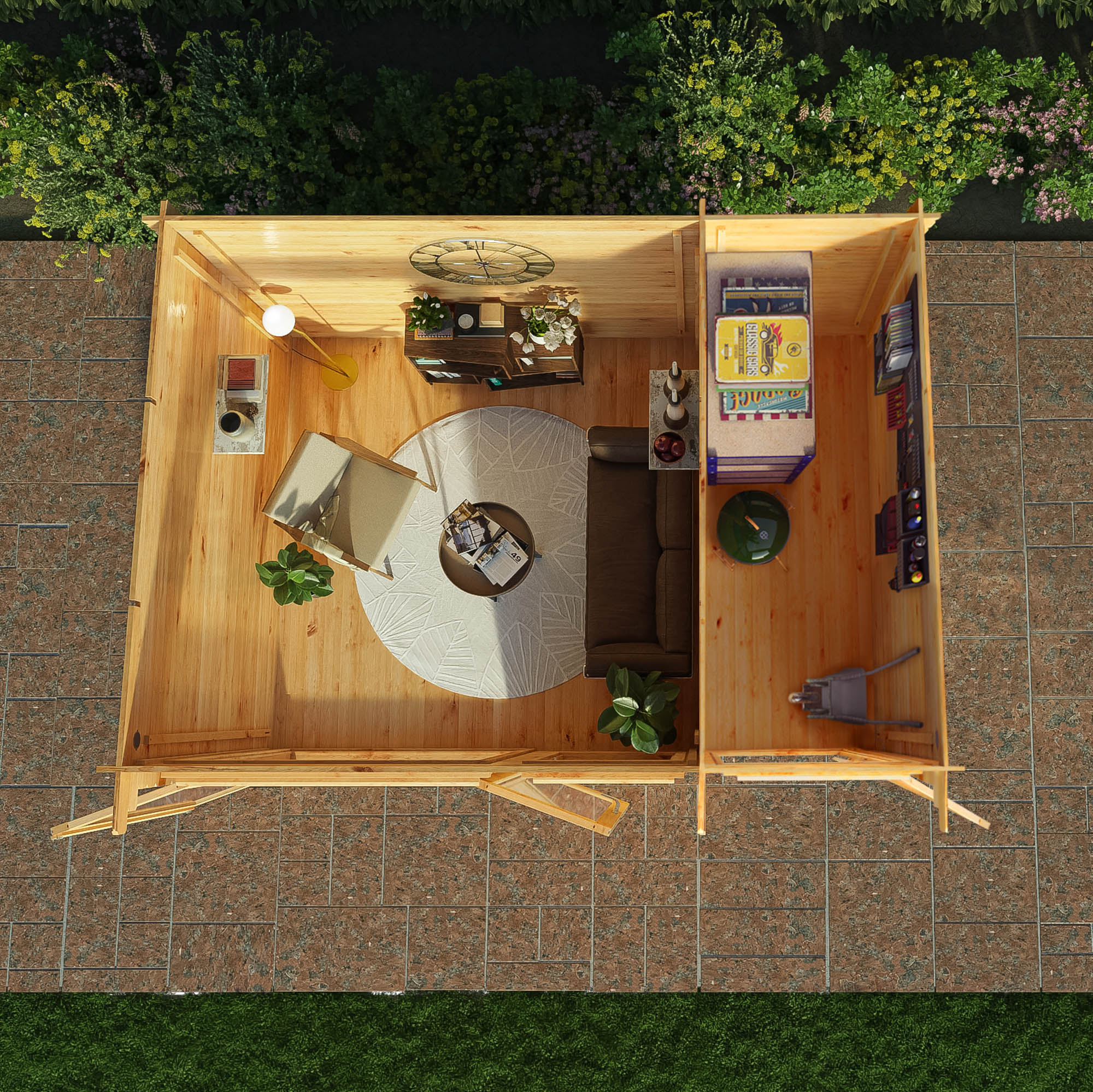 Mercia 28mm Elite Pent Log Cabin With Side Shed (13x10) (4.1m x 3m) (SI-006-002-0071 EAN 5029442019178)