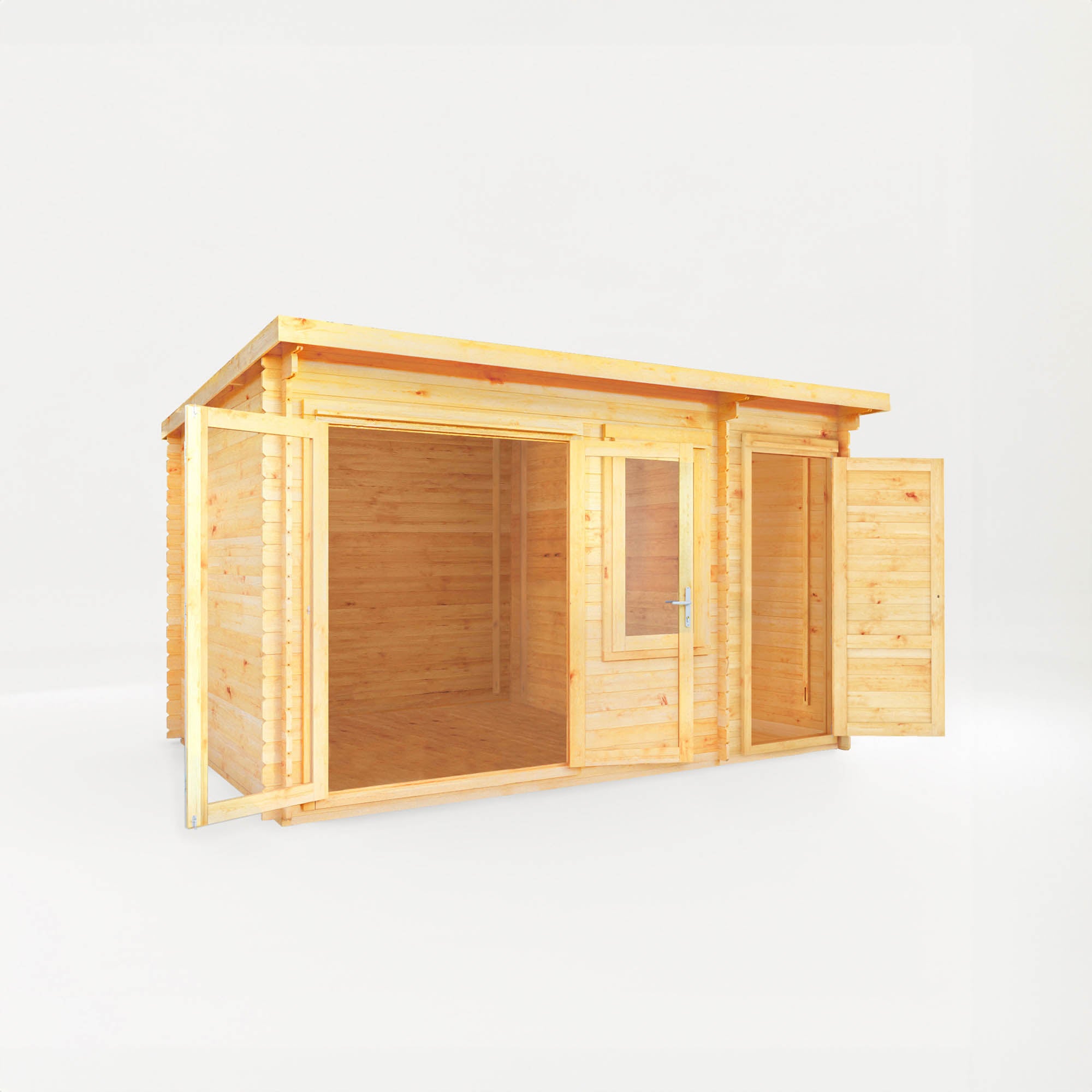 Mercia 28mm Elite Pent Log Cabin With Side Shed (13x10) (4.1m x 3m) (SI-006-002-0071 EAN 5029442019178)