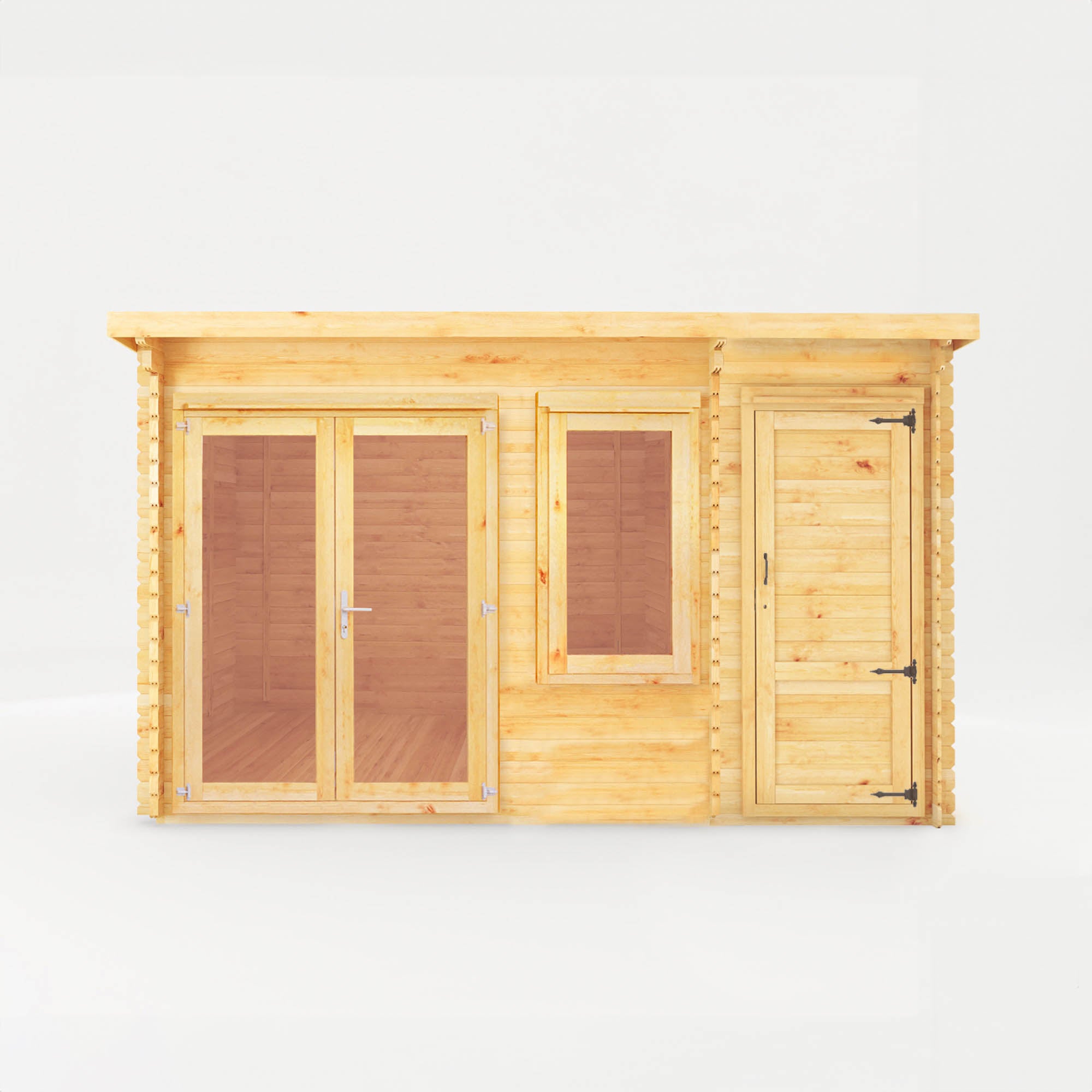Mercia 28mm Elite Pent Log Cabin With Side Shed (13x10) (4.1m x 3m) (SI-006-002-0071 EAN 5029442019178)