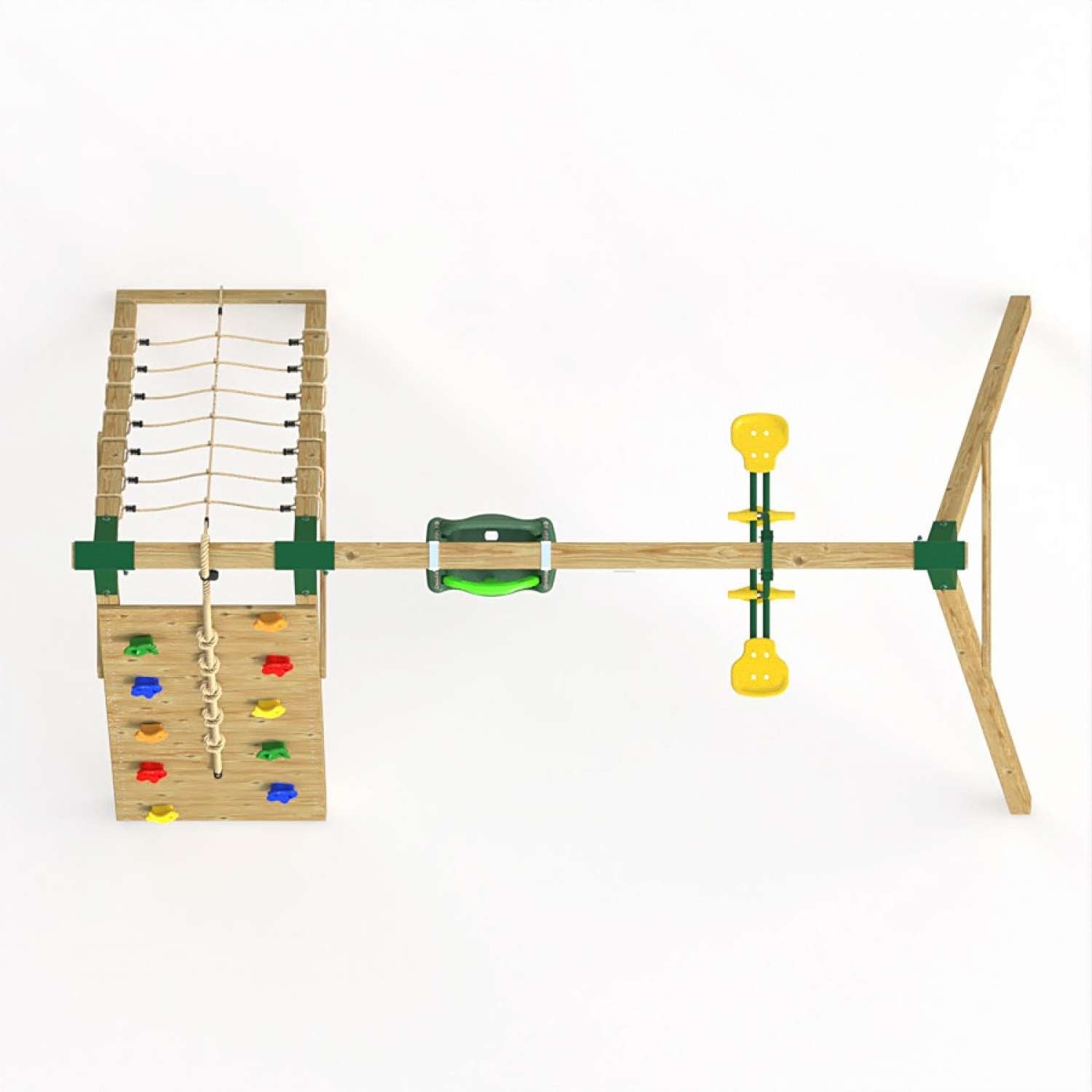 Little Rascals Double Swing set with Climbing Wall/Net, 3 in 1 Baby Seat & Glider