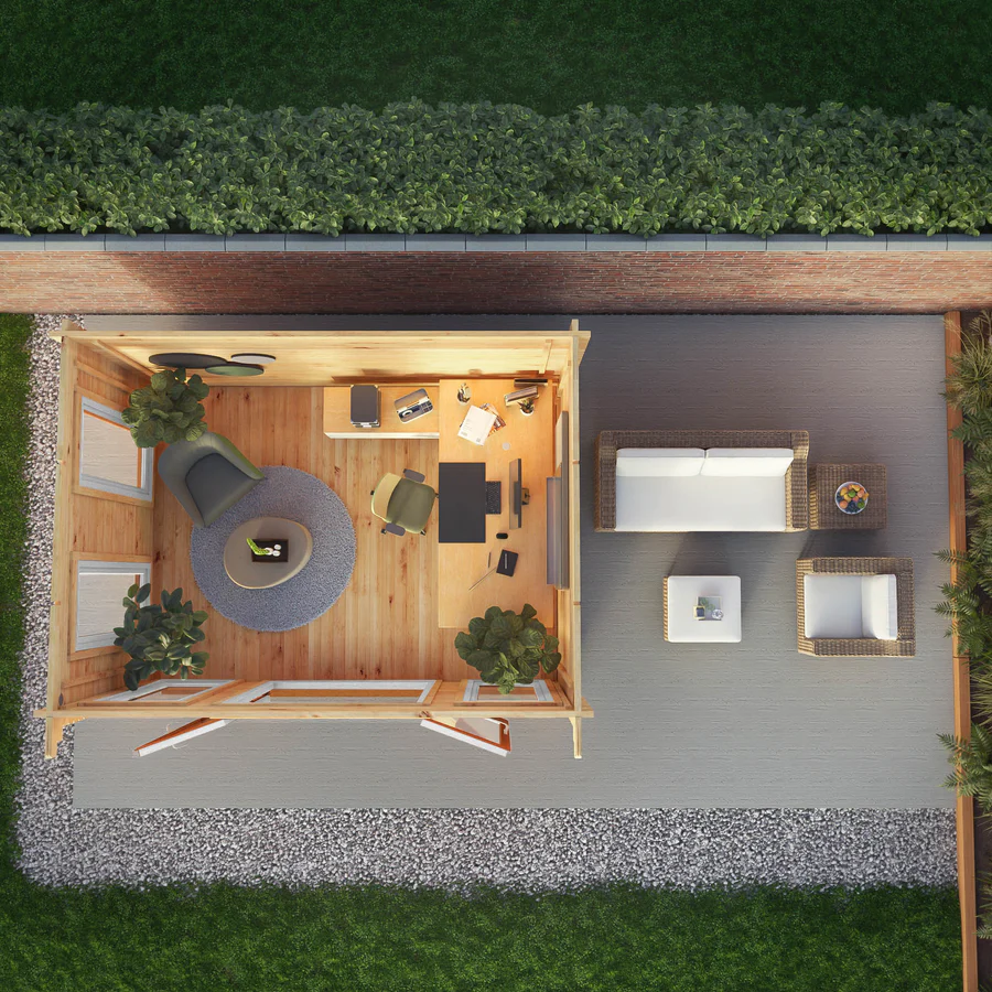 Mercia 44mm Studio Pent Log Cabin (13x10) (4m x 3m) (SI-006-042-0002 EAN 5029442018850)