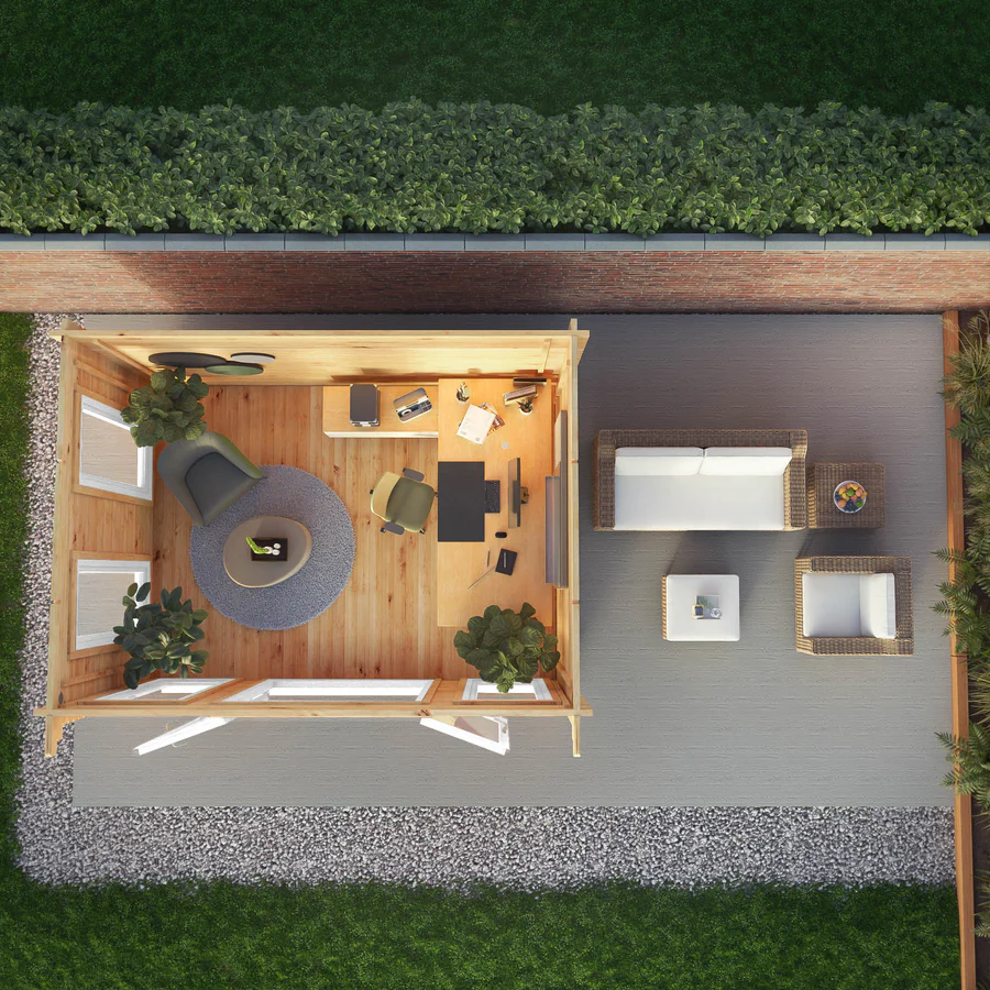 Mercia 44mm Studio Pent Log Cabin (13x10) (4m x 3m) (SI-006-041-0002 EAN 5029442018843)