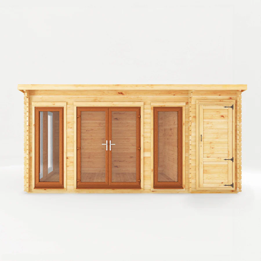 Mercia 44mm Studio Pent Log Cabin With Side Shed (17x10) (5.1m x 3m) (SI-006-042-0004 EAN 5029442018935)