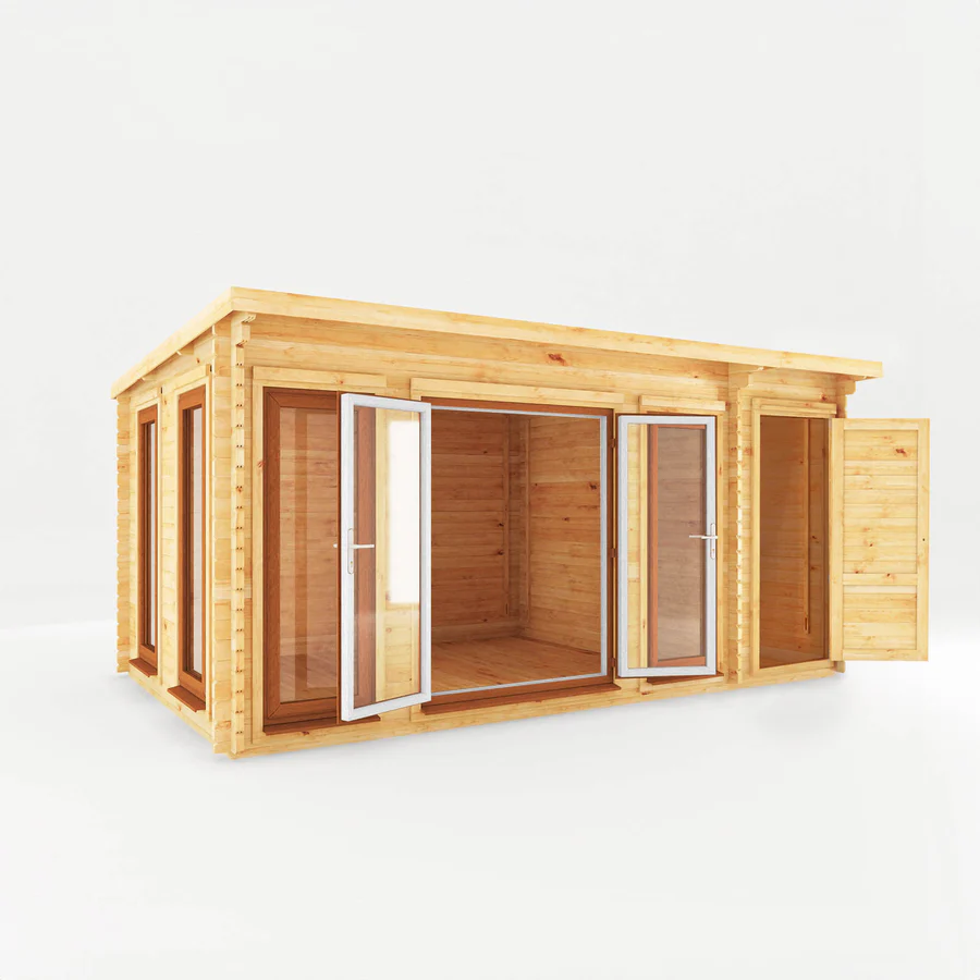 Mercia 44mm Studio Pent Log Cabin With Side Shed (17x10) (5.1m x 3m) (SI-006-042-0004 EAN 5029442018935)