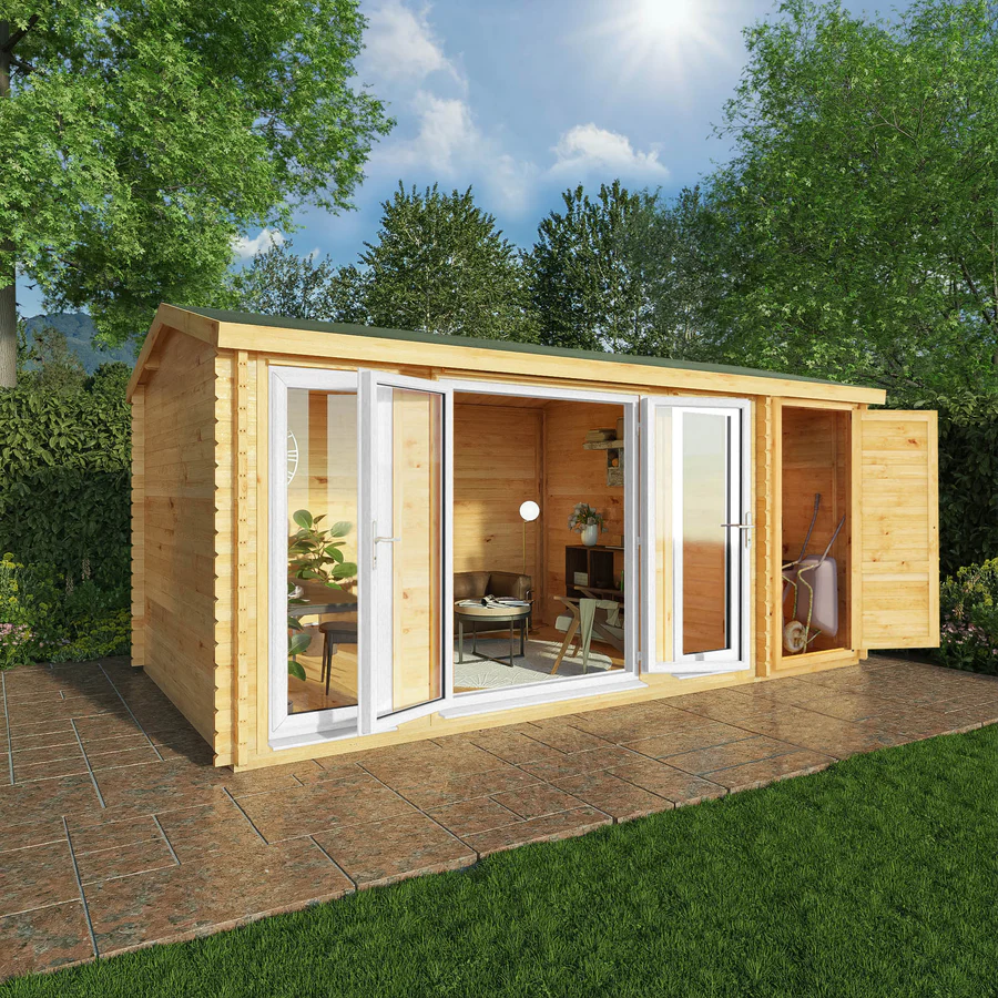 Mercia 44mm Home Office Studio With Side Shed (17x10) (5.1m x 3m) (SI-006-041-0027 EAN 5029442019710)