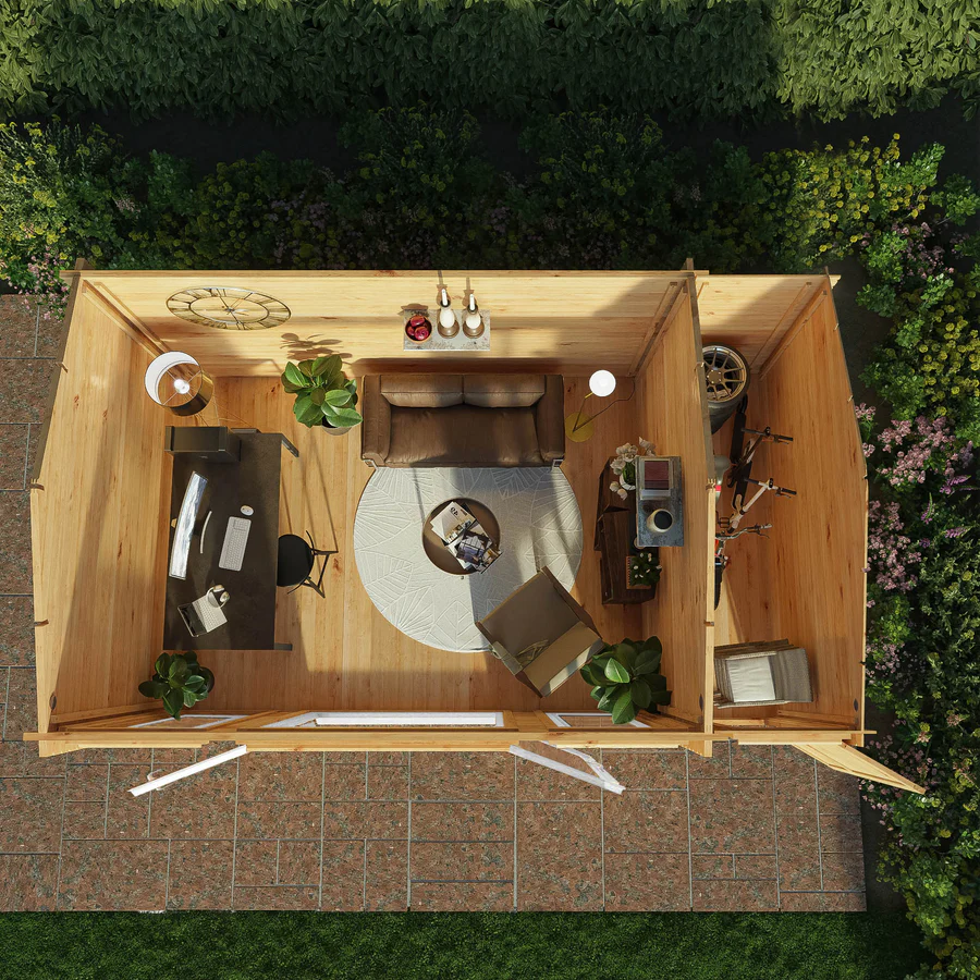 Mercia 44mm Home Office Studio With Side Shed (17x10) (5.1m x 3m) (SI-006-041-0027 EAN 5029442019710)