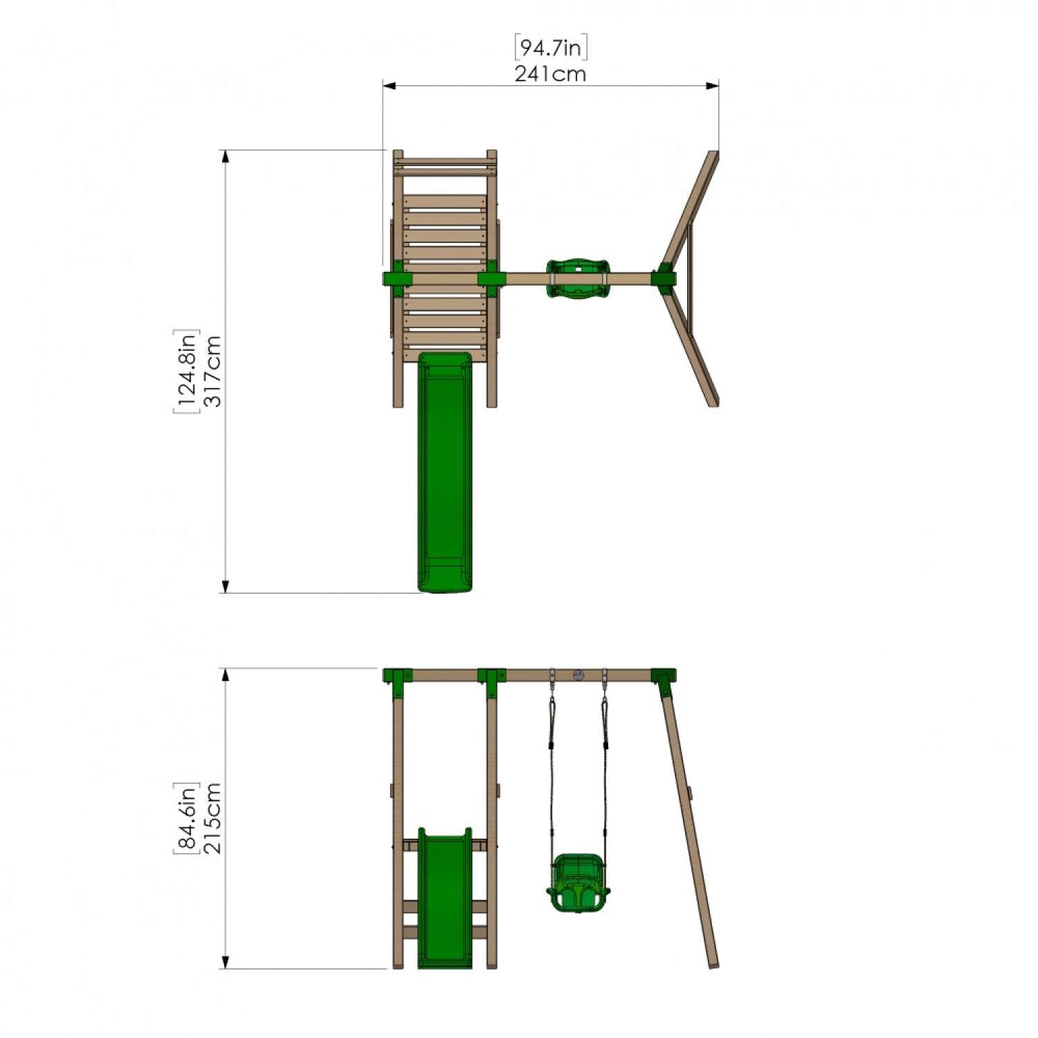Little Rascals Single Swing Set with Slide & 3 in 1 Baby Seat