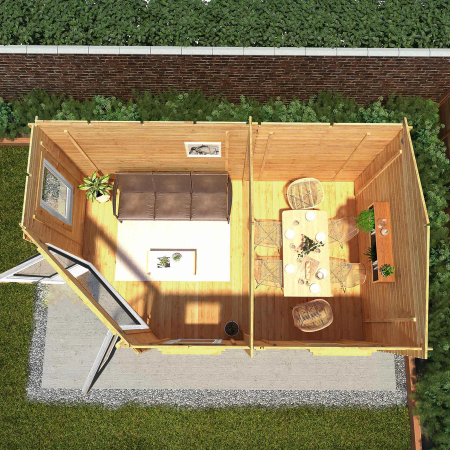 Mercia 44mm Corner Lodge Log Cabin (16x10) (5m x 3m) (SI-006-040-0023 EAN 5029442019338)