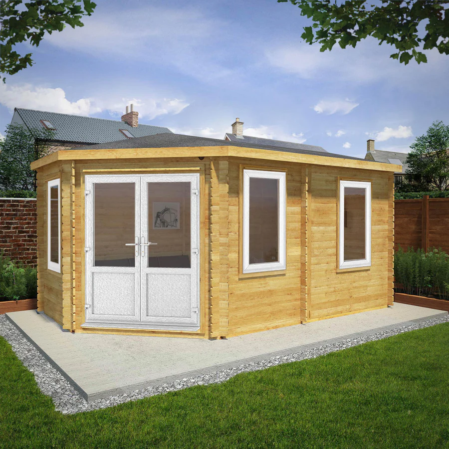Mercia 44mm Corner Lodge Log Cabin (16x10) (5m x 3m) (SI-006-041-0023 EAN 5029442019314)
