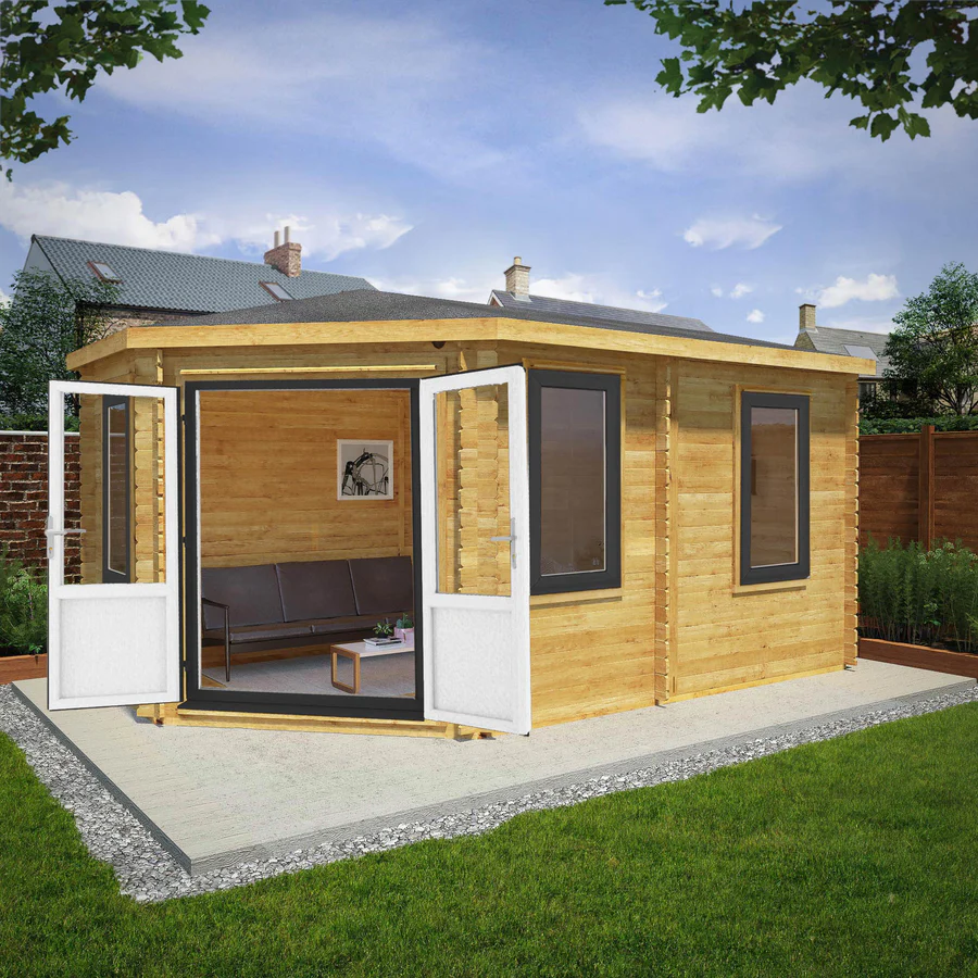Mercia 44mm Corner Lodge Log Cabin (16x10) (5m x 3m) (SI-006-040-0023 EAN 5029442019338)