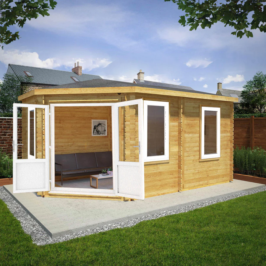 Mercia 44mm Corner Lodge Log Cabin (16x10) (5m x 3m) (SI-006-041-0023 EAN 5029442019314)