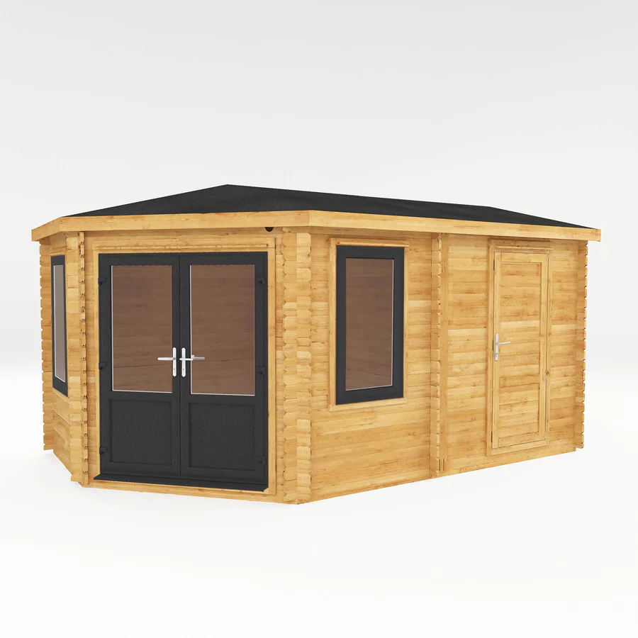 Mercia 44mm Corner Lodge Log Cabin With Side Shed (16x10) (5m x 3m) (SI-006-040-0030 EAN 5029442019307)