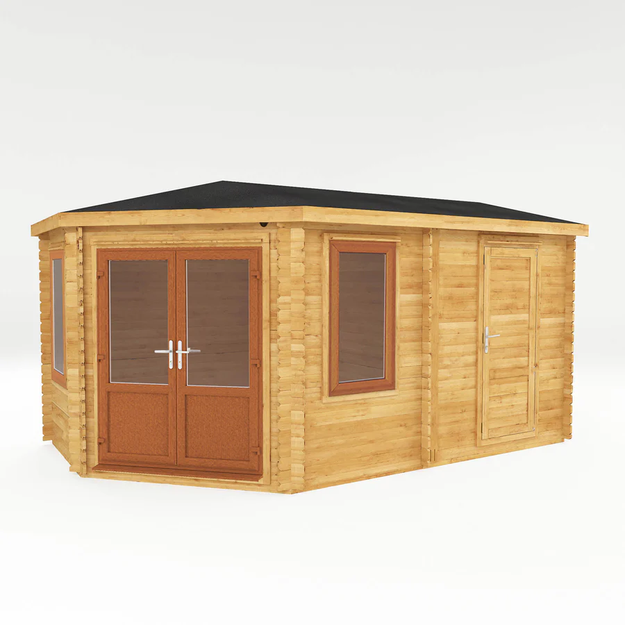 Mercia 44mm Corner Lodge Log Cabin With Side Shed (16x10) (5m x 3m) (SI-006-042-0030 EAN 5029442019291)