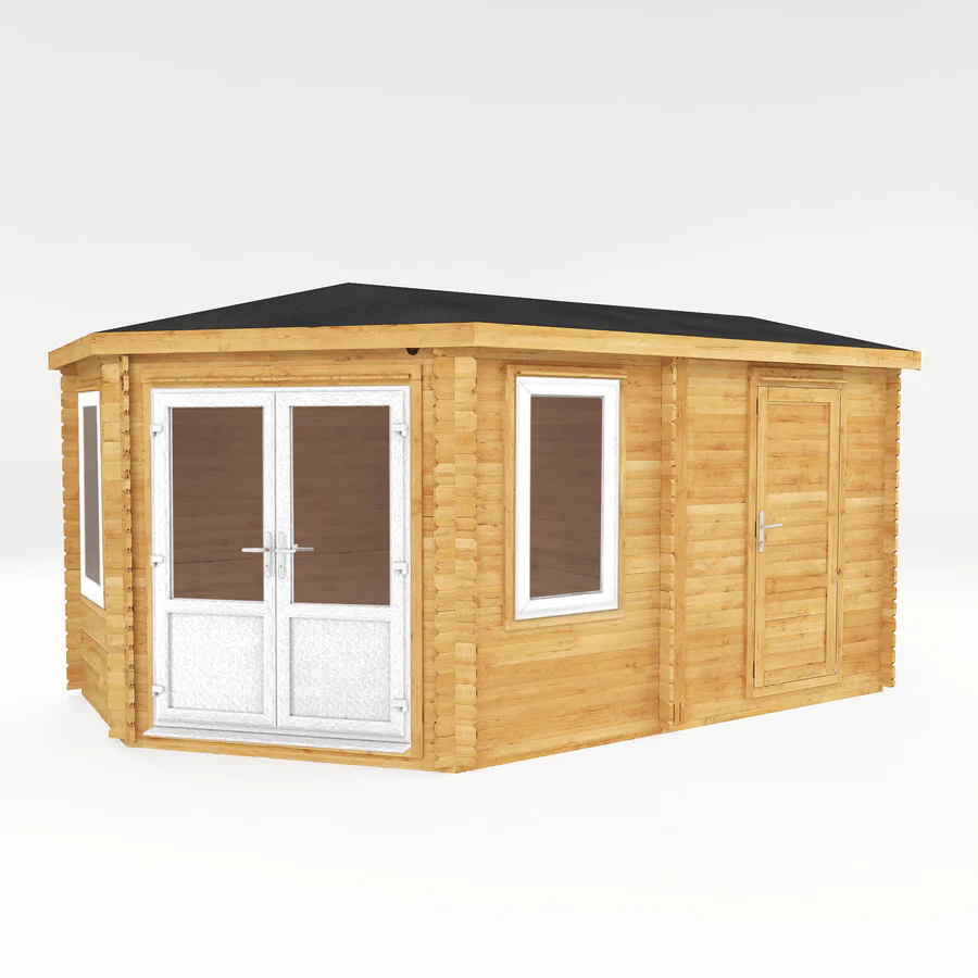 Mercia 44mm Corner Lodge Log Cabin With Side Shed (16x10) (5m x 3m) (SI-006-041-0030 EAN 5029442019284)