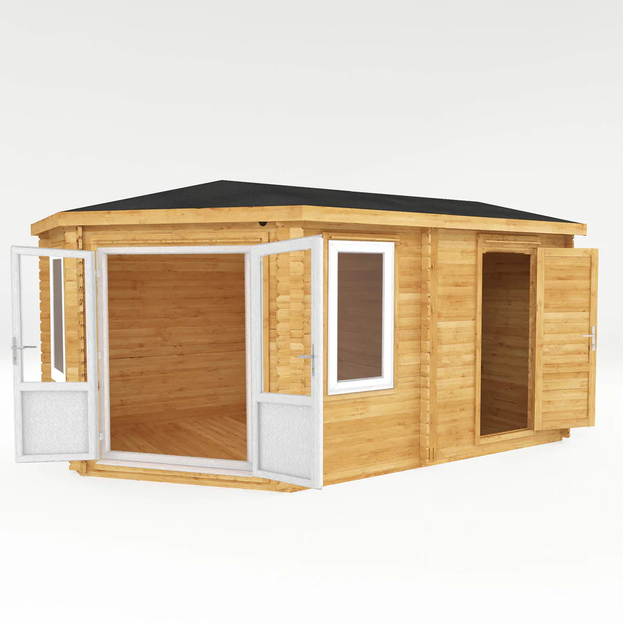 Mercia 44mm Corner Lodge Log Cabin With Side Shed (16x10) (5m x 3m) (SI-006-041-0030 EAN 5029442019284)