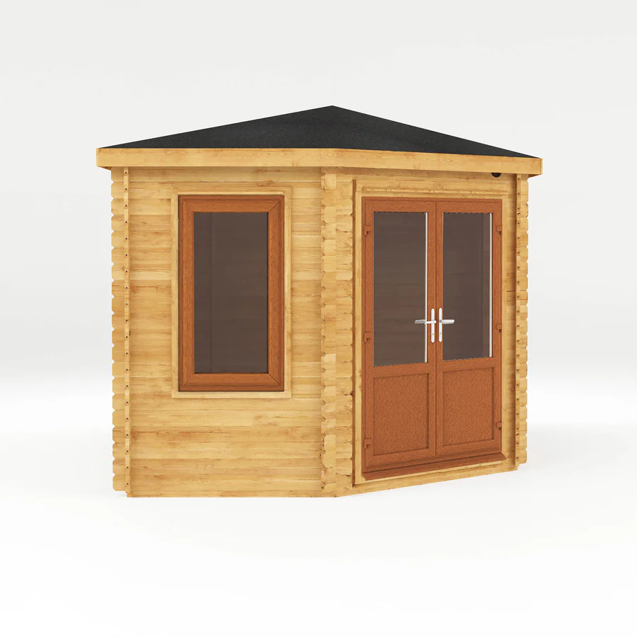 Mercia 44mm Corner Lodge Log Cabin With Side Shed (16x10) (5m x 3m) (SI-006-042-0030 EAN 5029442019291)