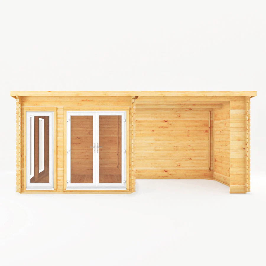 Mercia 44mm Studio Pent Log Cabin With Patio Area (20x10) (6m x 3m) (SI-006-041-0005 EAN 5029442018959)