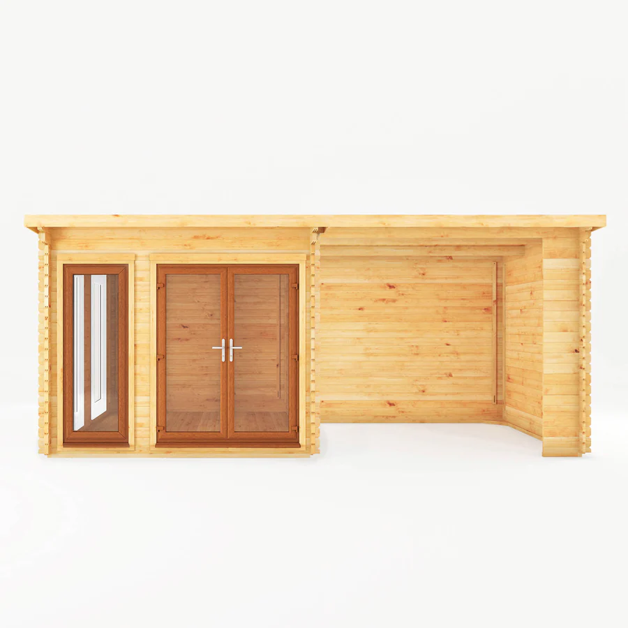 Mercia 44mm Studio Pent Log Cabin With Patio Area (20x10) (6m x 3m) (SI-006-042-0005 EAN 5029442018966)