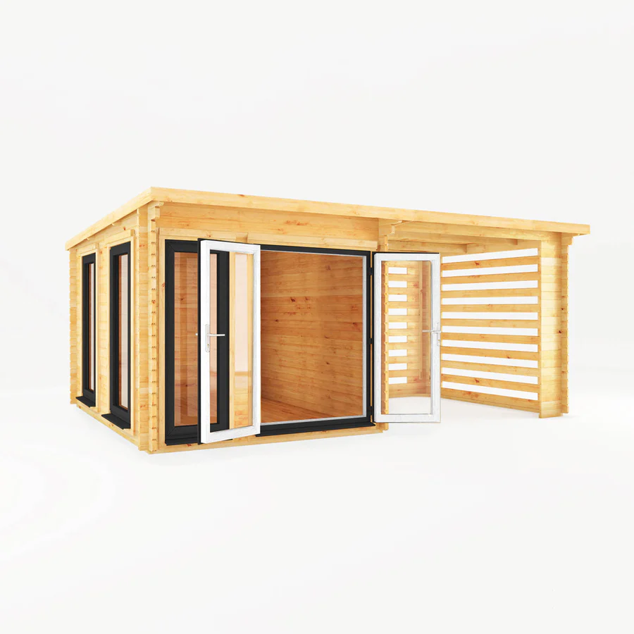 Mercia 44mm Studio Pent Log Cabin With Slatted Area (20x10) (6m x 3m) (SI-006-040-0007 EAN 5029442019000)