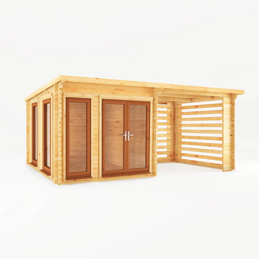 Mercia 44mm Studio Pent Log Cabin With Slatted Area (20x10) (6m x 3m) (SI-006-042-0007 EAN 5029442018997)