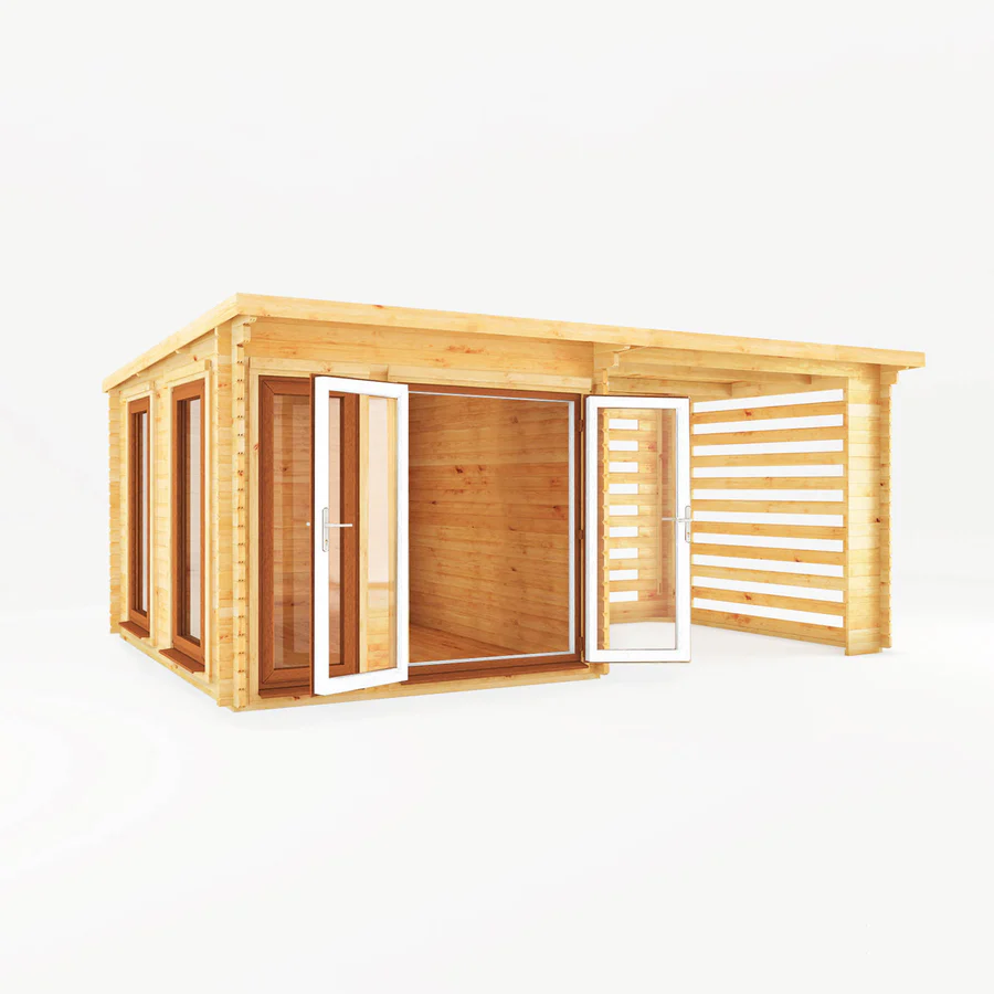 Mercia 44mm Studio Pent Log Cabin With Slatted Area (20x10) (6m x 3m) (SI-006-042-0007 EAN 5029442018997)