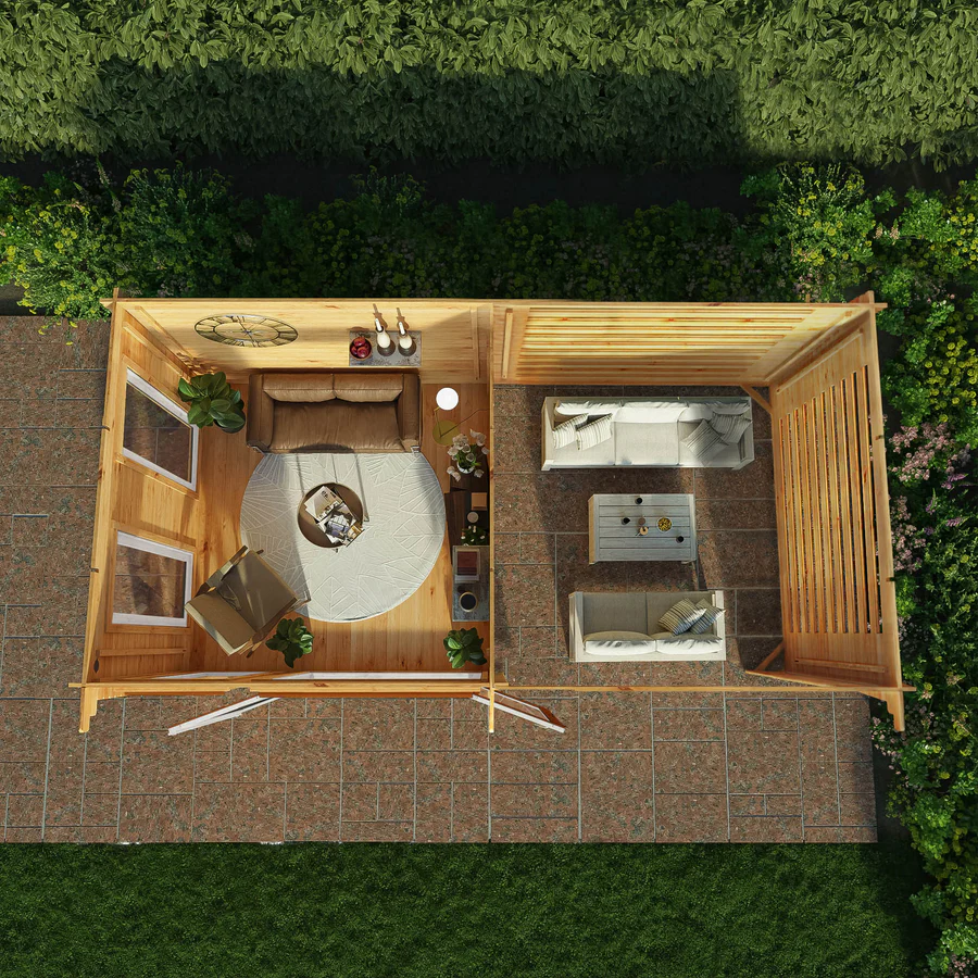 Mercia 44mm Studio Pent Log Cabin With Slatted Area (20x10) (6m x 3m) (SI-006-042-0007 EAN 5029442018997)