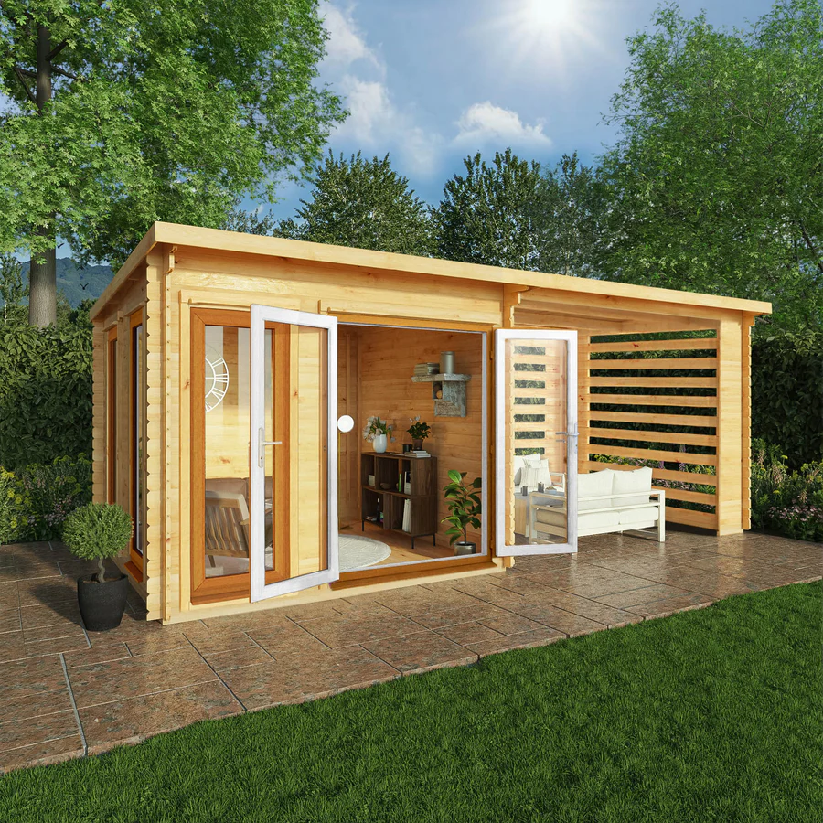 Mercia 44mm Studio Pent Log Cabin With Slatted Area (20x10) (6m x 3m) (SI-006-042-0007 EAN 5029442018997)
