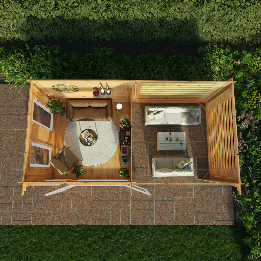 Mercia 44mm Studio Pent Log Cabin With Slatted Area (20x10) (6m x 3m) (SI-006-041-0007 EAN 5029442018980)