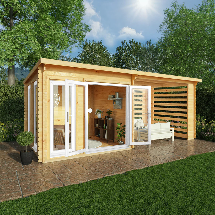 Mercia 44mm Studio Pent Log Cabin With Slatted Area (20x10) (6m x 3m) (SI-006-041-0007 EAN 5029442018980)