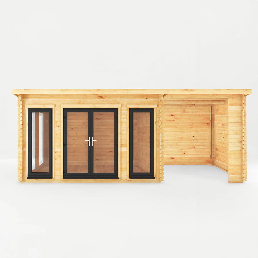 Mercia 44mm Studio Pent Log Cabin With Patio Area (23x10) (7m x 3m) (SI-006-040-0006 EAN 5029442019031)