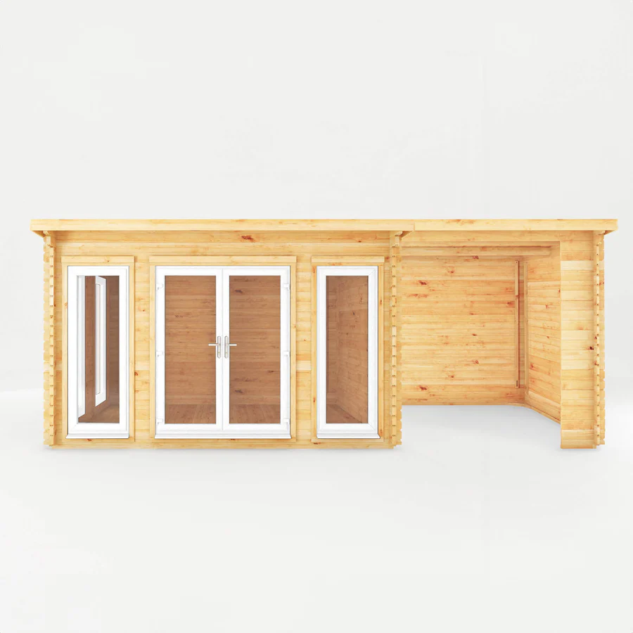 Mercia 44mm Studio Pent Log Cabin With Patio Area (23x10) (7m x 3m) (SI-006-041-0006 EAN 5029442019017)