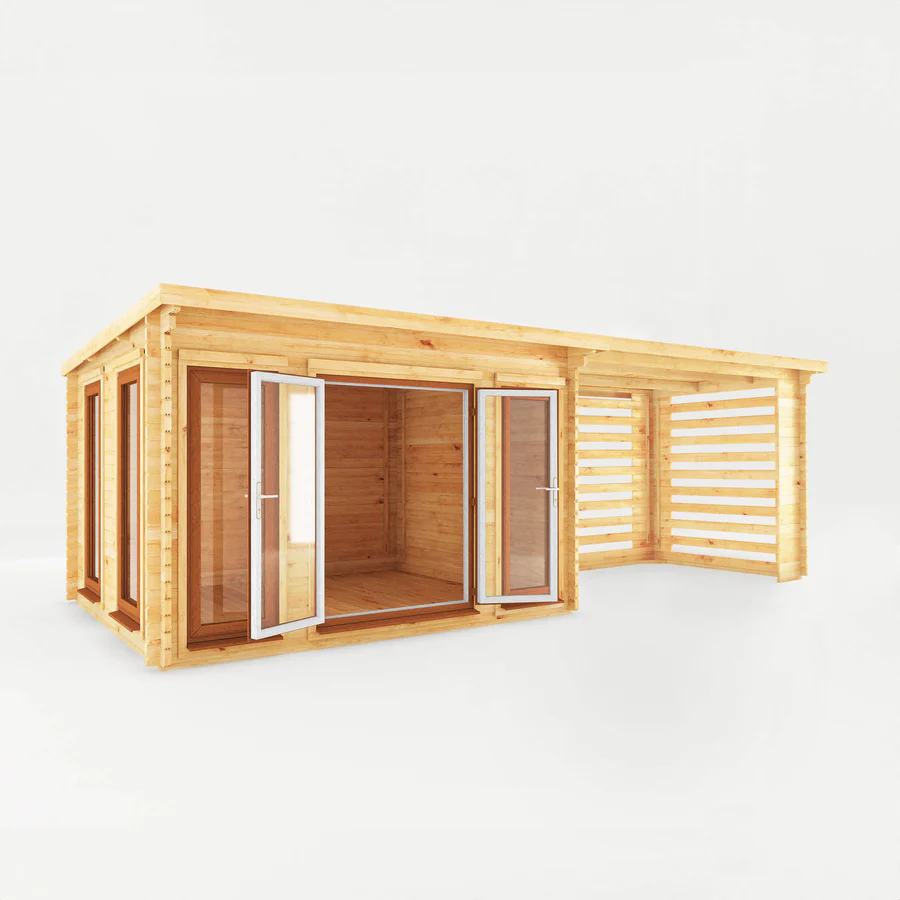 Mercia 44mm Studio Pent Log Cabin With Slatted Area (23x10) (7m x 3m) (SI-006-042-0008 EAN 5029442019055)