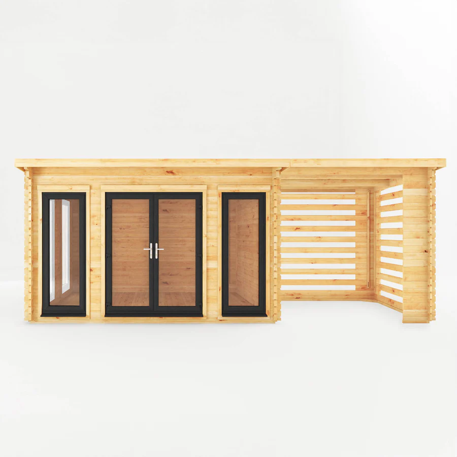 Mercia 44mm Studio Pent Log Cabin With Slatted Area (23x10) (7m x 3m) (SI-006-040-0008 EAN 5029442019062)