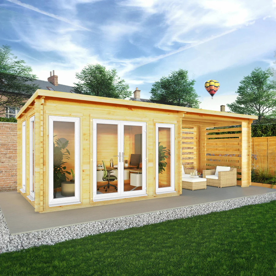 Mercia 44mm Studio Pent Log Cabin With Slatted Area (23x10) (7m x 3m) (SI-006-041-0008 EAN 5029442019048)