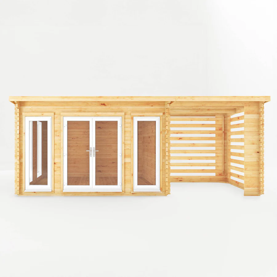 Mercia 44mm Studio Pent Log Cabin With Slatted Area (23x10) (7m x 3m) (SI-006-041-0008 EAN 5029442019048)