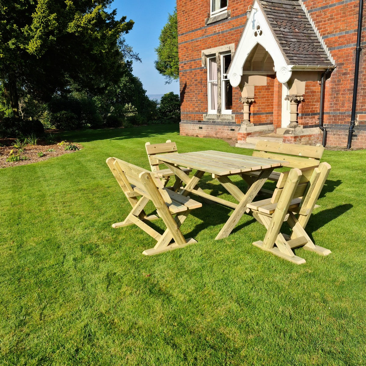 Churnet Valley Ashcome Table Set 6 Seater (2 Benches and 2 Chairs) AT101 7435353659088